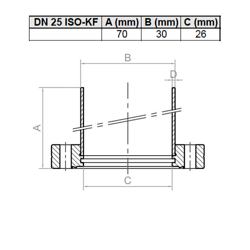 Flange com tubo longo ISO-KF