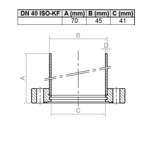 Flange com tubo longo ISO-KF