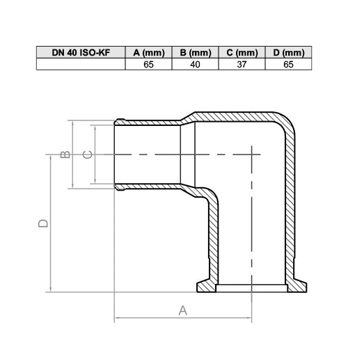 Adaptador para Tubo ISO-KF 90º