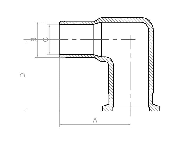 Adaptador para Tubo ISO-KF 90º