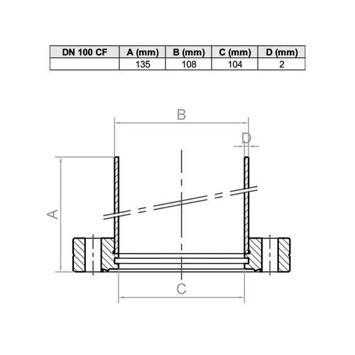 Flange with CF-F Tube