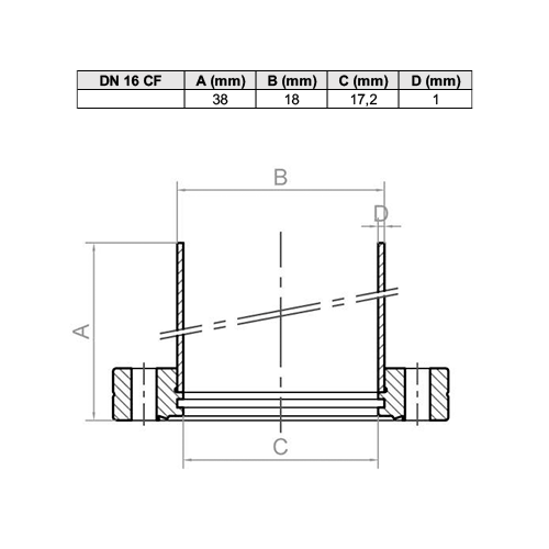 Flange with CF-F Tube