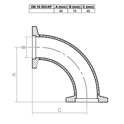 ISO-KF Stainless Steel 90º Elbow