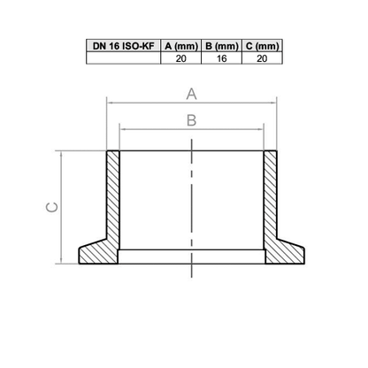 Flange com tubo curto ISO-KF